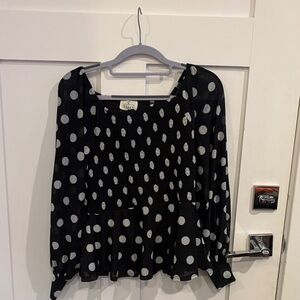 Chic Black and White Polka Dot Blouse